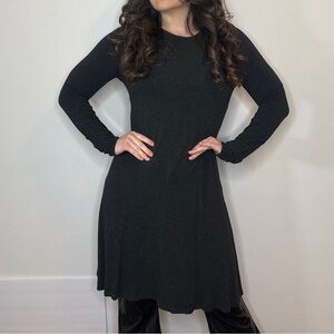 Eileen Fisher Dark Gray Long Sleeve Casual Dress Size Small